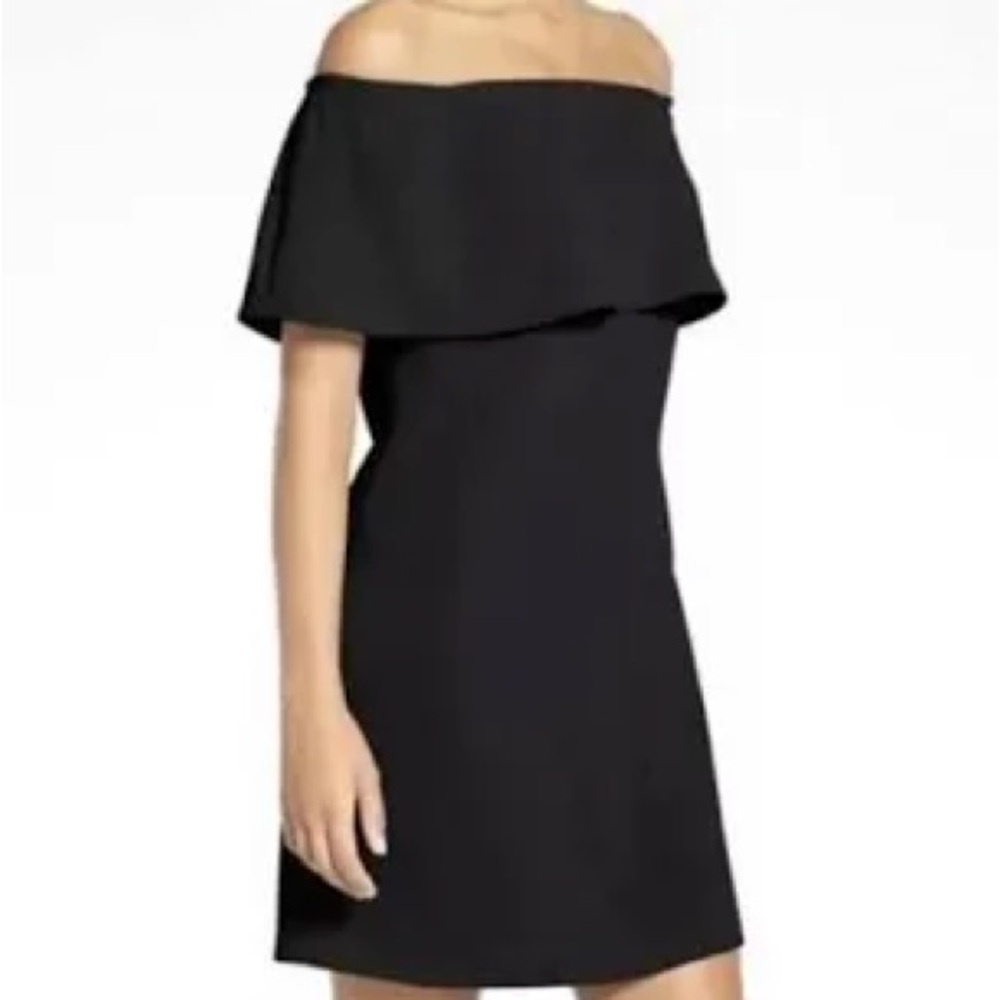 Charles Henry Black Mini Dress with Cowl Neck and Dolman Cap Sleeves